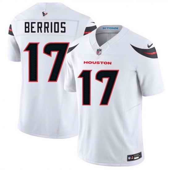 Men Houston Texans 17 Braxton Berrios White 2024 Vapor F U S E  Limited Stitched Jersey