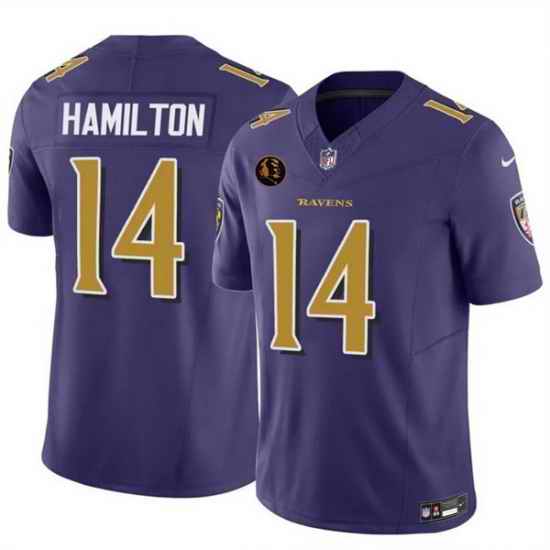 Men Baltimore Ravens 14 Kyle Hamilton Purple 2025 F U S E  With John Madden Patch Limited Football Jersey