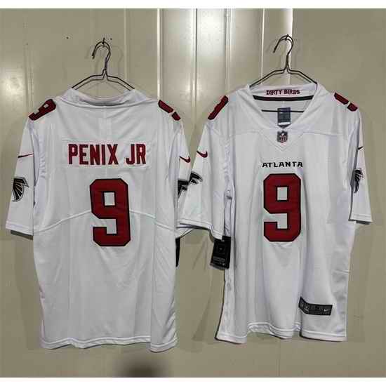 Men Atlanta Falcons  9 Michael Penix Jr  White 2026 New Vapor Untouchable Limited Stitched Football Jersey