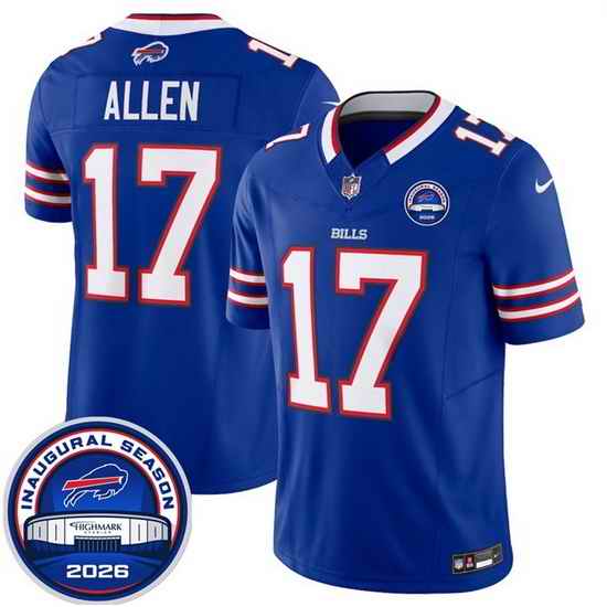 Men Buffalo Bills  17 Josh Allen Blue F U S E  2026 Inaugural Season at Highmark Stadium Stitched Football Jersey