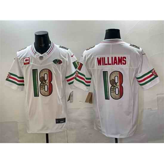 Men Chicago Bears 18 Caleb Williams White Mexico F U S E  With 2 star C Patch And VMH Patch Throwback Stitched Football Jersey