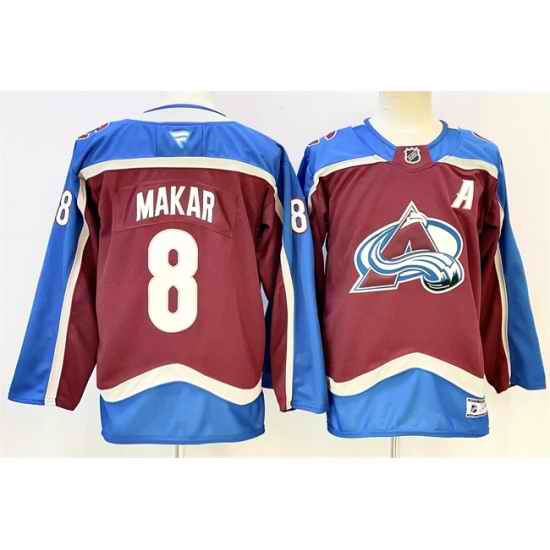 Men Colorado Avalanche 8 Cale Makar Burgundy 2024 25 With A Patch Stitched Jersey