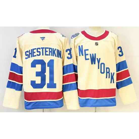 Men New York Rangers 31 Igor Shesterkin Beige 2025 26 Winter Classic Stitched Hockey