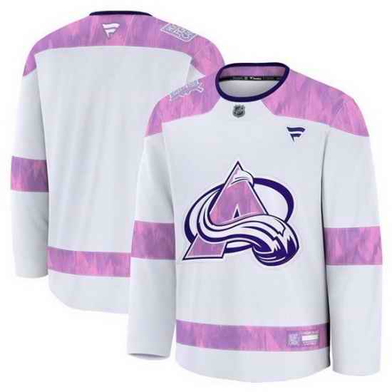 Men Colorado Avalanche Blank White 2024 Fights Cancer Stitched Jersey