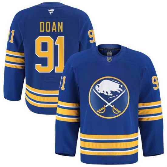 Men Buffalo Sabres  91 Josh Doan Blue Stitched Hockey Jersey