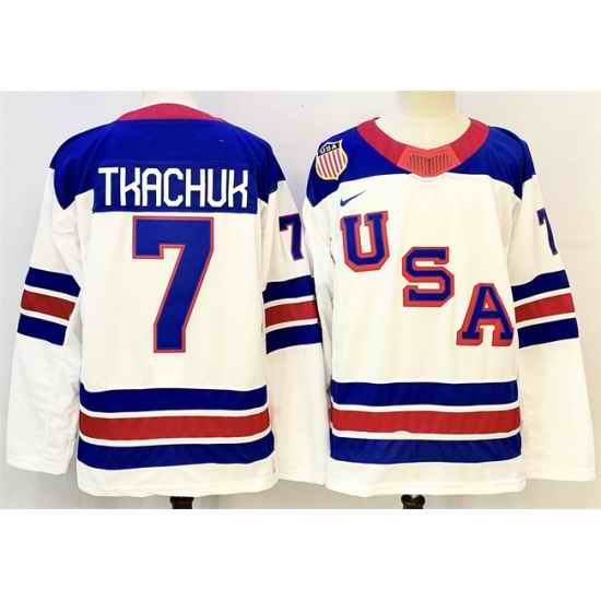 Men USA 7 Brady Tkachuk White 2025 2026 Stitched Jersey