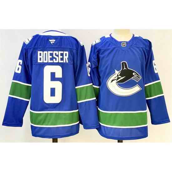 Men Vancouver Canucks 6 Brock Boeser Royal 2024 25 Home Stitched Hockey Jersey