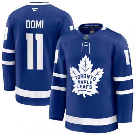 Men Toronto Maple Leafs Max Domi 11 Fanatics Home Blue Premium Stitched Hockey Jersey