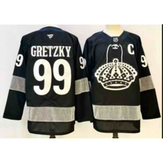 Men Los Angeles Kings 99 Wayne Gretzky Black With C Patch Alternate Stitched Hockey Jersey