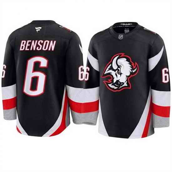 Men Buffalo Sabres  6 Zach Benson Black Alternate Stitched Hockey Jersey