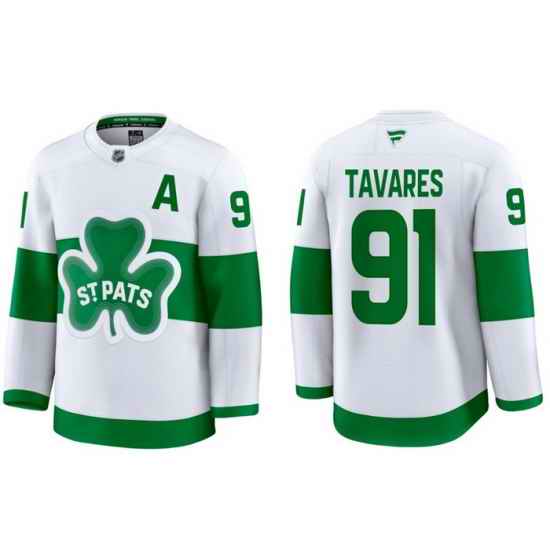 Men Toronto Maple Leafs John Tavares 91 White St Patricks Authentic Jersey