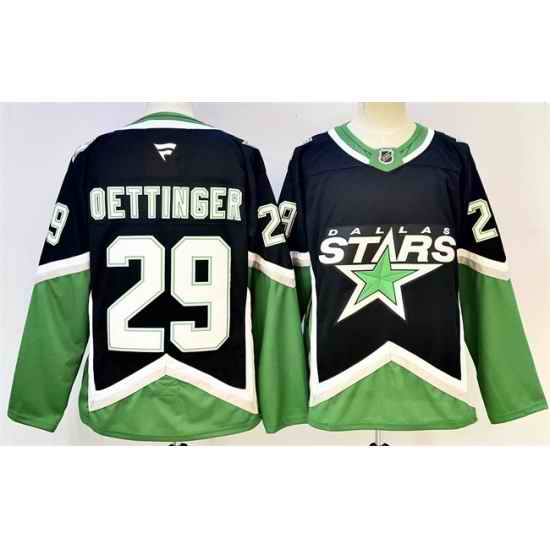 Men Dallas Stars  29 Jake Oettinger Black 2025 26 Alternate Stitched Hockey Jersey
