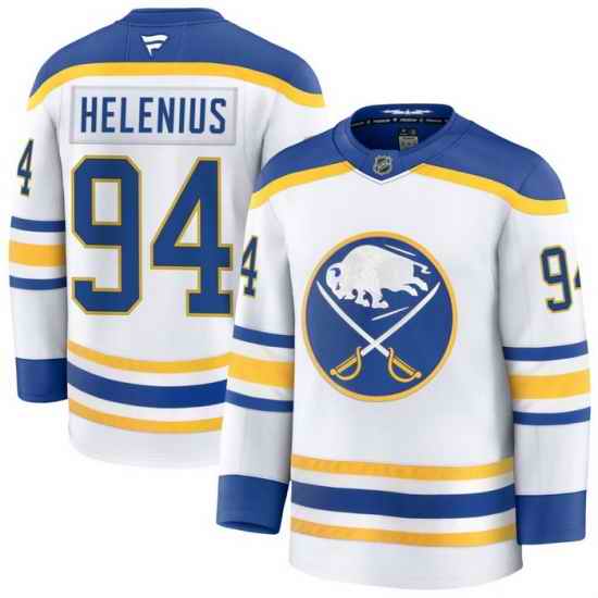 Men Buffalo Sabres  94 Konsta Helenius White Stitched Hockey Jersey