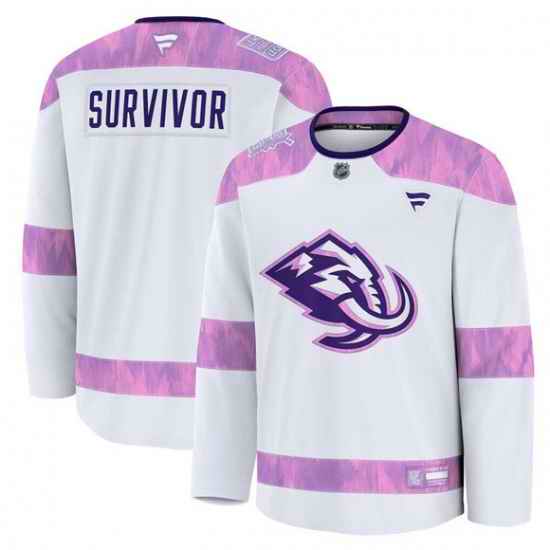Men Utah Mammoth White 2024 Fights Cancer Survivor Practice Stitched Jersey