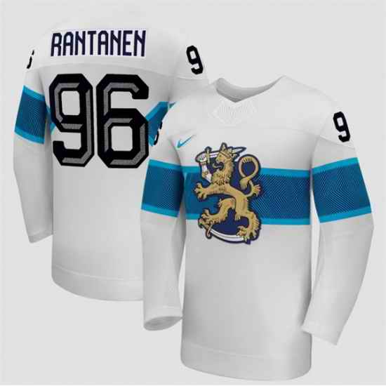 Men Finland Hockey 96 Mikko Rantanen White 2026 Away Stitched Jersey
