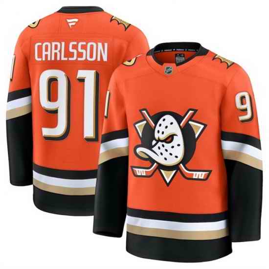 Men Anaheim Ducks  91 Leo Carlsson Orange 2026 Home Stitched Hockey Jersey