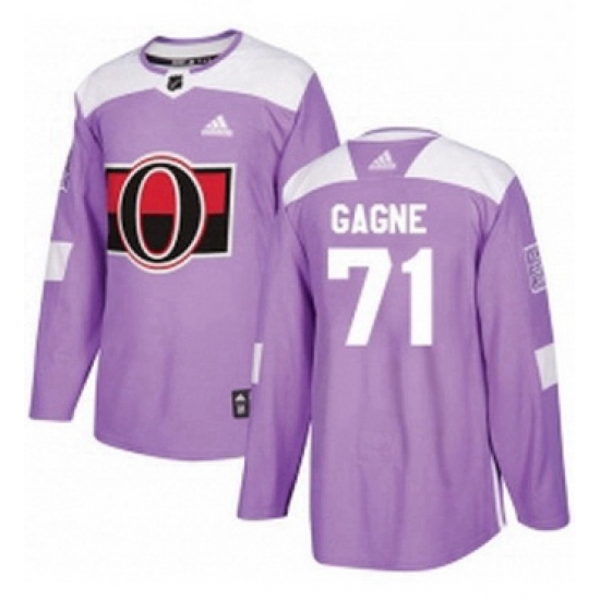 Mens Adidas Ottawa Senators 71 Gabriel Gagne Authentic Purple Fights Cancer Practice NHL Jersey