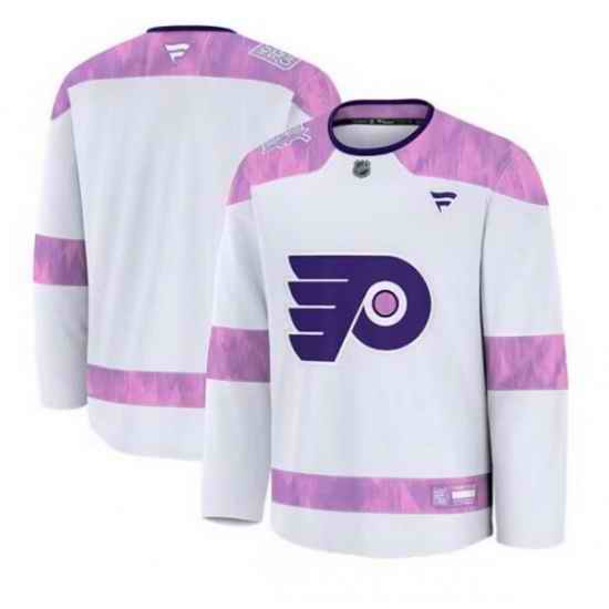 Men Philadelphia Flyers Blank White 2024 Fights Cancer stitched Hockey Jersey