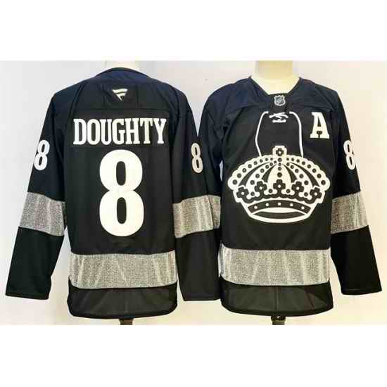 Men Los Angeles Kings 8 Drew Doughty Black With A Patch Alternate Stitched Hockey Jersey
