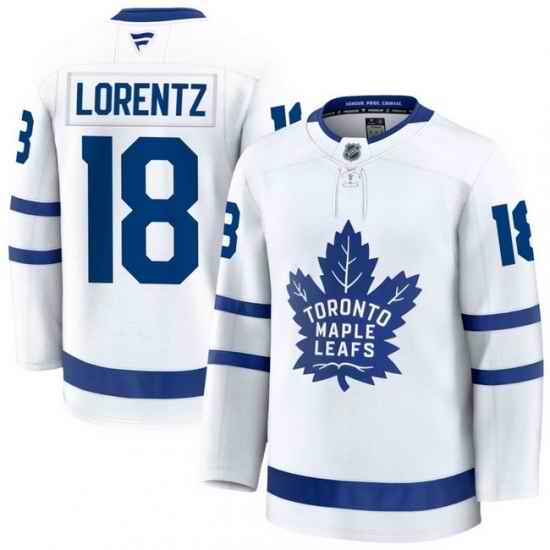 Men Toronto Maple Leafs Steven Lorentz 18 Fanatics Away White Premium Stitched Hockey Jersey