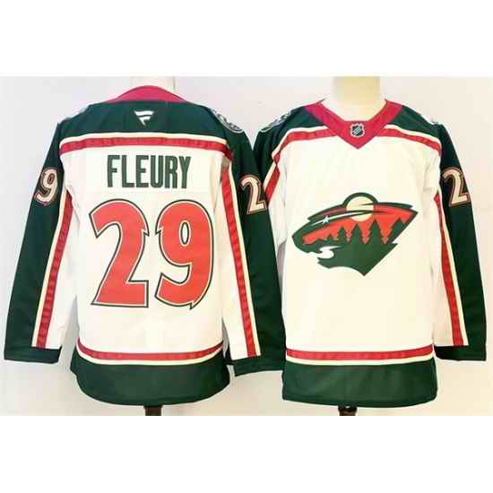 Men Minnesota Wild 29 Marc Andre Fleury White 2025 25th Anniversary Stitched Hockey Jersey