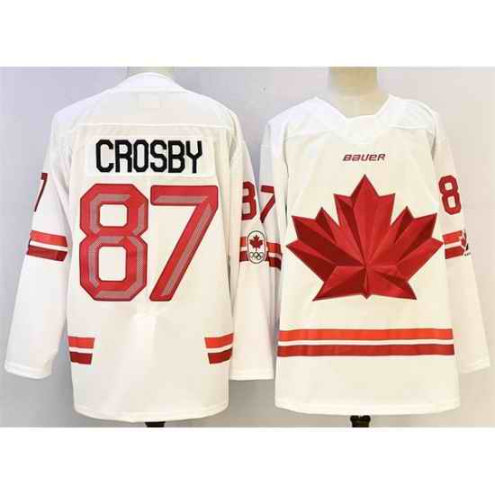 Men Canada Hockey 87 Sidney Crosby White Stitched Jersey