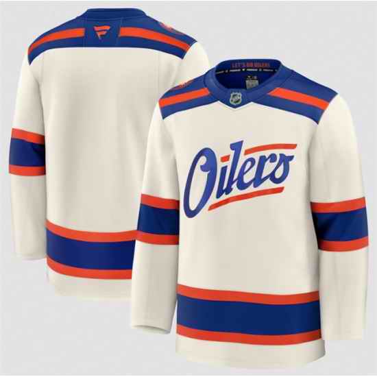 Men Edmonton Oilers Blank Light Beige Alternate Stitched Hockey Jersey