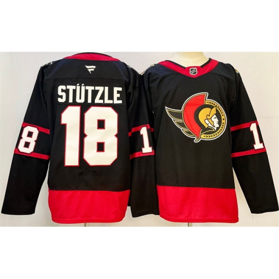 Men Ottawa Senators 18 Tim St FCtzle Black 2024 25 Home Stitched Hockey Jersey