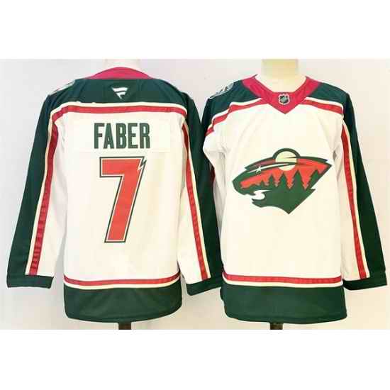 Men Minnesota Wild 7 Brock Faber White 2025 25th Anniversary Stitched Hockey Jersey