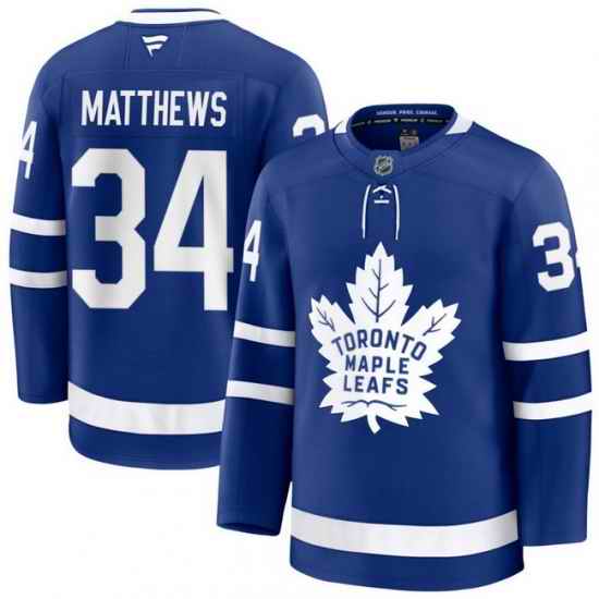 Men Toronto Maple Leafs Auston Matthews 34 Fanatics Home Blue Premium Stitched Hockey Jersey