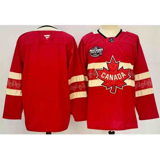 Men Canada Blank Red 2025 4 Nations Face Off Premium Stitched Jersey