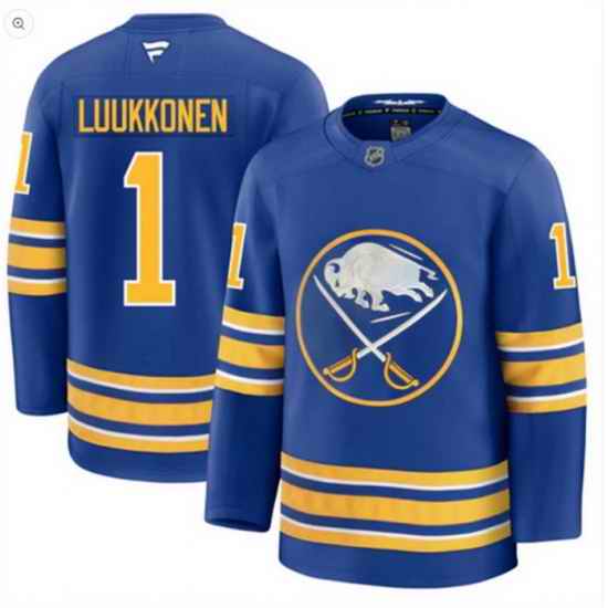Men Buffalo Sabres  1 Ukko Pekka Luukkonen Blue Stitched Hockey Jersey