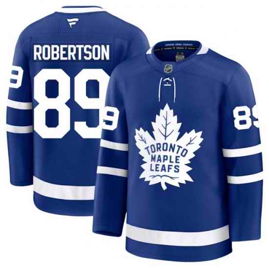 Men Toronto Maple Leafs Nicholas Robertson 89 Fanatics Home Blue Premium Stitched Hockey Jersey