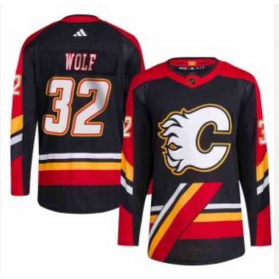 Men Calgary Flames Dustin Wolf #32 NHL Adidas Stitched Jersey black