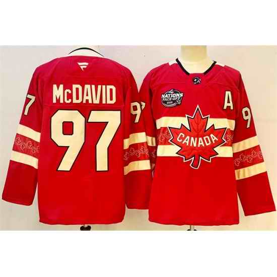 Men Canada 97 Connor McDavid Red 2025 4 Nations Face Off Premium With A Patch Stitched Jersey