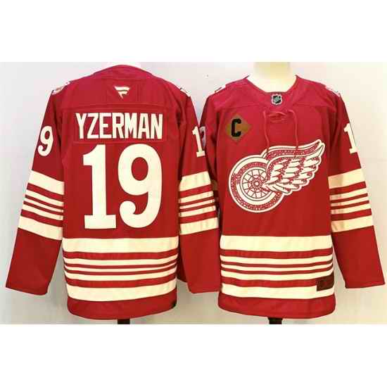 Men Detroit Red Wings 19 Steve Yzerman Red 2025 26 With C Patch Centennial Premium Stitched Hockey Jersey