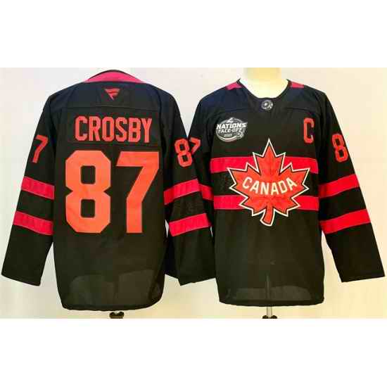 Men Canada 87 Sidney Crosby Black 2025 4 Nations Face Off Premium With C Patch Stitched Jersey