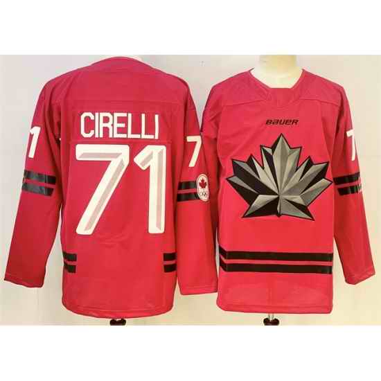 Men Canada Hockey 71 Anthony Cirelli Red Stitched Jersey
