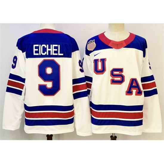 Men USA 9 Jack Eichel White 2025 2026 Stitched Jersey