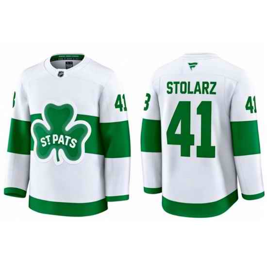 Men Toronto Maple Leafs Anthony Stolarz 41 White St Patricks Authentic Jersey