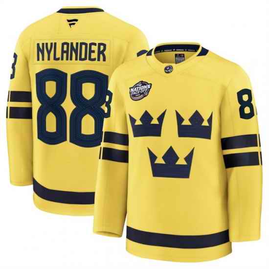 Men Sweden 88 William Nylander Yellow 2025 4 Nations Face Off Premium Jersey