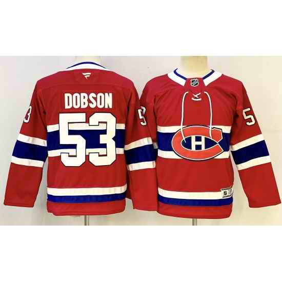 Youth Montreal Canadiens 53 Noah Dobson Red 2024 25 Stitched Jersey