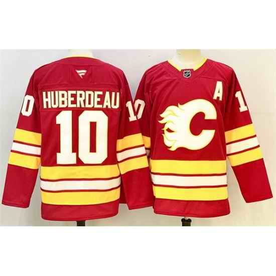 Men Calgary Flames 10 Jonathan Huberdeau Jonathan Huberdeau Red 2024 25 Home Stitched Hockey Jersey