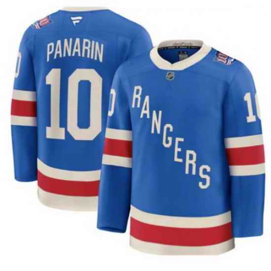 Men New York Rangers 10 Artemi Panarin Blue Centennial Stitched Hockey Jersey