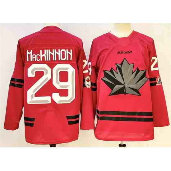 Men Canada Hockey 29 Nathan MacKinnon Red Stitched Jersey