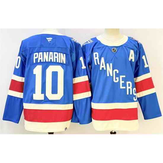Men New York Rangers 10 Artemi Panarin Blue 2025 With A Patch Stitched Hockey Jersey