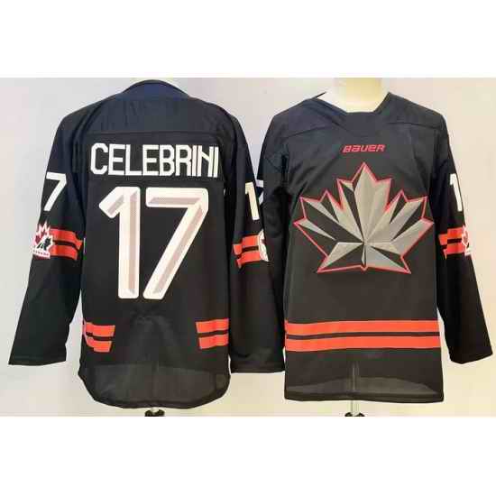 Men Canada Hockey #17 Macklin Celebrini Black Stitched Jersey