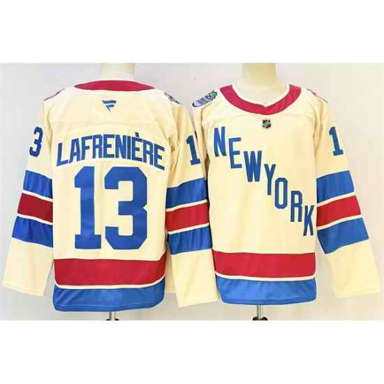 Men New York Rangers 13 Alexis Lafreniere Beige 2025 26 Winter Classic With A Patch Stitched Hockey
