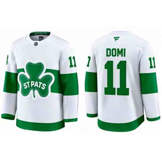 Men Toronto Maple Leafs Max Domi 11 White St Patricks Authentic Jersey