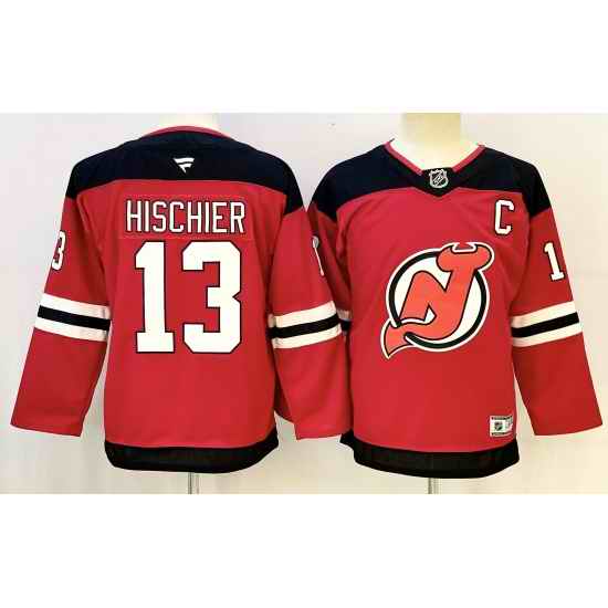 Youth New Jersey Devils 13 Nico Hischier Red 2024 25 Home With C Patch Stitched Hockey Jersey